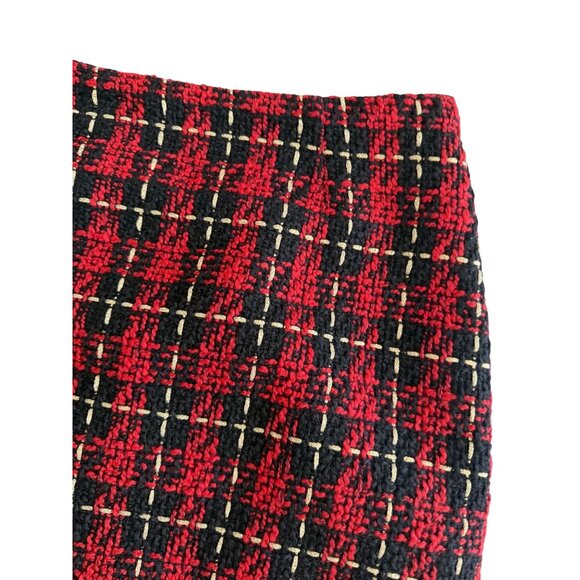 BOSTON PROPER Holiday Red Plaid Boucle Skirt Size 12 NEW NWOT - Picture 4 of 12